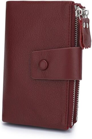 Large Capacity Genuine Leather Short Wallet for Women, Fashion Clutch with Wrist Strap in Saudi Arabia