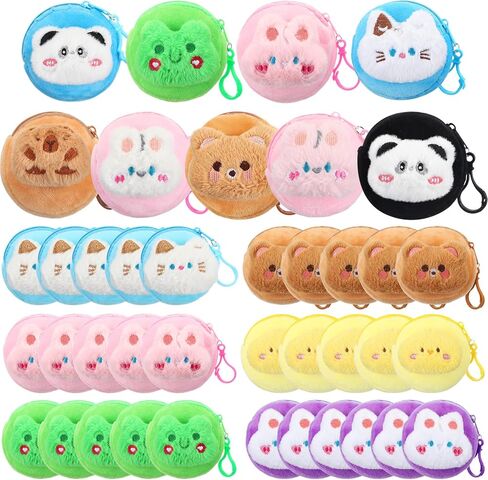 40 Pcs Coin Purse for Women Mini Kawaii Plush Coin Pouch Small Wallet with Zipper Keychain Change Purse Keychain Exchange Gifts for Women Christmas in Saudi Arabia