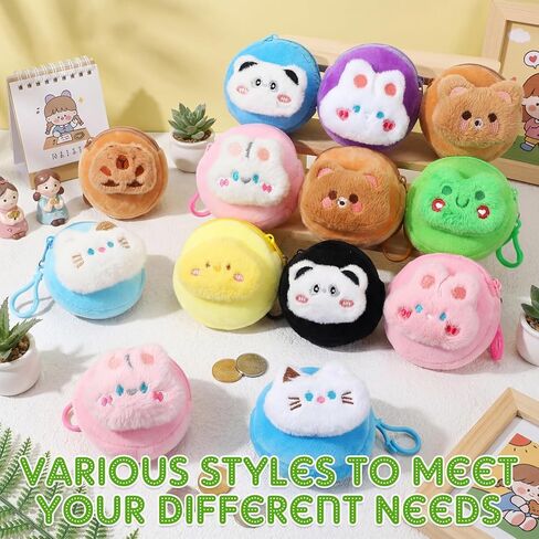 40 Pcs Coin Purse for Women Mini Kawaii Plush Coin Pouch Small Wallet with Zipper Keychain Change Purse Keychain Exchange Gifts for Women Christmas in Saudi Arabia