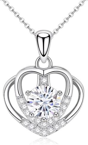 Jewelry Gifts for Women, Moissanite Heart Necklace 1-2Carat - Birthday Gift for Wife, Anniversary Necklace for Women, Christmas Valentine's Day Mother's Day Fine Jewelry Romantic Gifts for Her in Saudi Arabia