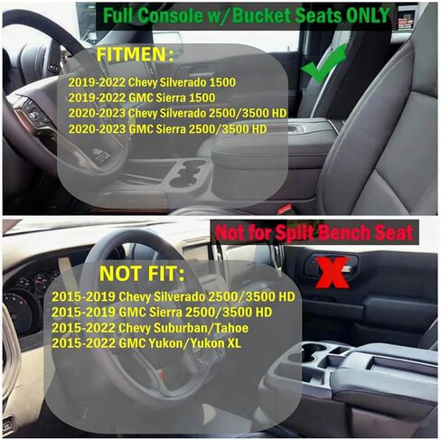 صينية تنظيم وحدة التحكم المركزية السوداء متوافقة مع ملحقات Chevy Silverado/GMC Sierra 1500 و2020-2022 2023 Silverado/Sierra 2500HD 3500HD (وحدة تحكم كاملة مع مقاعد دلو فقط) in Kuwait