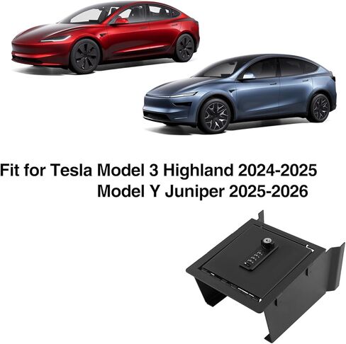 Fit forTesla Model Y Juniper 2025 & Model 3 Highland 2024 2025 Center Console Safe Box - Secure Lockable Storage Organizer with Combination Lock, Privacy Protection Upgrade in Saudi Arabia