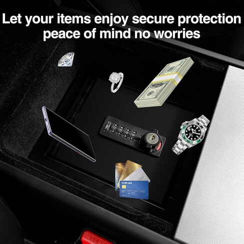 Fit forTesla Model Y Juniper 2025 & Model 3 Highland 2024 2025 Center Console Safe Box - Secure Lockable Storage Organizer with Combination Lock, Privacy Protection Upgrade in Saudi Arabia