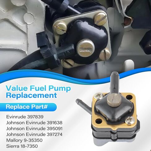 مضخة الوقود 18-7350 مع حشية متوافقة مع جونسون Evinrude 6hp 8hp 9.9hp 15hp محرك Seahorse الخارجي مضخة الوقود لاستبدال 397839 391638 395091 397274 Mallory 9-35350 in Kuwait