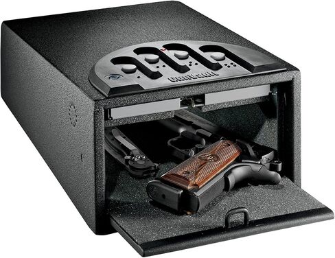GunVault MiniVault GV1000 خزنة رقمية واحدة قياسية - مسدس آمن للوصول السريع مع لوحة مفاتيح No-Eyes®، وباب زنبركي، وتنبيه للعبث، وهيكل فولاذي بمقياس 16 in Saudi Arabia