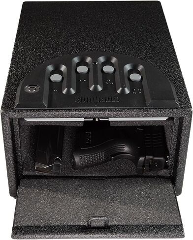 GunVault MiniVault GV1000 خزنة رقمية واحدة قياسية - مسدس آمن للوصول السريع مع لوحة مفاتيح No-Eyes®، وباب زنبركي، وتنبيه للعبث، وهيكل فولاذي بمقياس 16 in Saudi Arabia