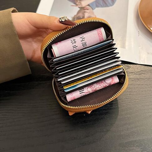 2Pcs Black and Caramel Compact Chic Genuine Leather Cat Design Wallet Secure Zipper Polyester Lined Coin Purse and Sleek Card Holder in Saudi Arabia