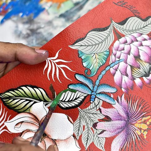 Anuschka Hand Painted Genuine Leather Wristlet Wallet - Crimson Garden in Kuwait