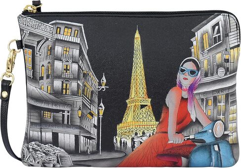 Anuschka Hand Painted Genuine Leather Wristlet Wallet - Crimson Garden in Kuwait