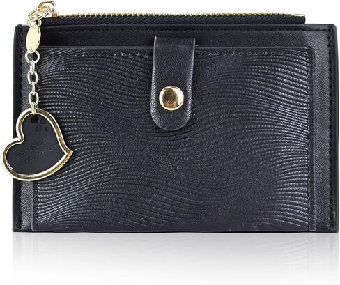 WishLotus Small Wallet Women, Soft PU Leather Bifold Card Wallet with 6 Card Slot and Coin Purse Credit Card Holder for Women Dating Traveling Shopping (Black) in Saudi Arabia