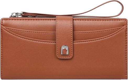 Womens Wallet Bifold Long Card Holder Vegan Leather with Zipper Pocket in Kuwait