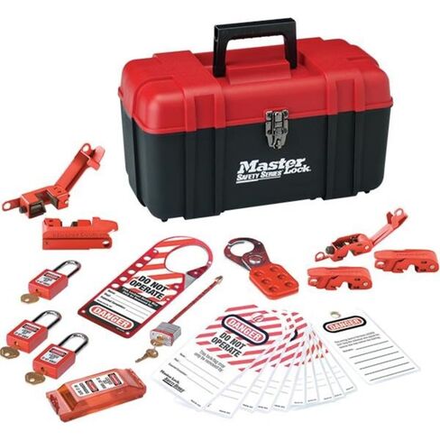Master Lock 1457E410KA Lockout Tagout Group Lockout Kit, Red in Kuwait