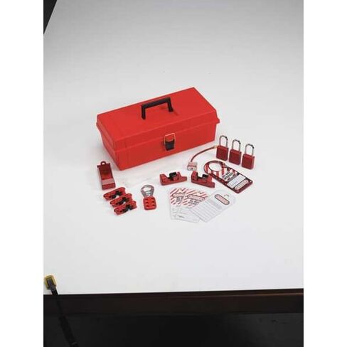 Master Lock 1457E410KA Lockout Tagout Group Lockout Kit, Red in Kuwait