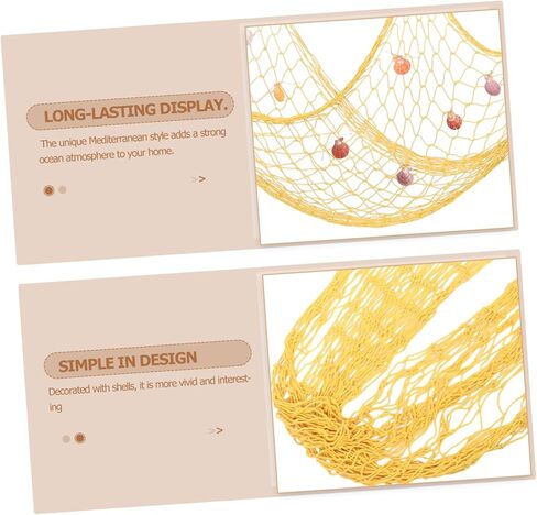 Cabilock Decorative Fishing Net Wall Hanging Mediterranean Style Nautical Home Decor Lemon Shells for Coastal Beach Themed Rooms Photography Props and Parties in Saudi Arabia