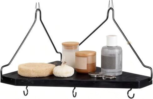 قطعتان من رف مقصورة سوداء مع خطافات للجدران القماشية، ملحقات مقصورة مكتب خشبية مقاس 12 بوصة للعمل، رف حائط عائم للديكور، منظم تعليق لتخزين حائط المقصورات وديكورات المكاتب in Kuwait