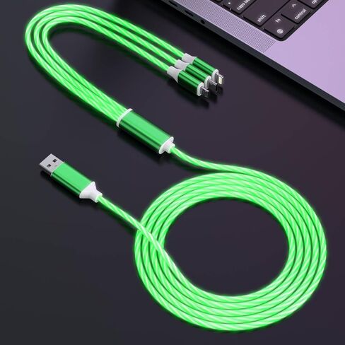 3 في 1 كابل شحن مضيء LED لهاتف iphone Flowing LED Light Up متوهج سريع الشحن كابل شحن متعدد للسيارة 4FT USB إلى Lightning/UBS-C/Micro USB شاحن سلك لآيفون، جالاكسي، أندرويد - RGB in Saudi Arabia