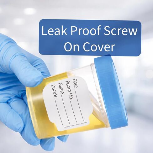 Sterile Specimen Cups Individually Bagged with Lids [3 Count] 4 oz Clear Urine Collection Cup with Leak Proof Screw On Covers - 4.5 Compacity Specimens Jars – for Safe Pee, Stool, Semen Sample Testing in Kuwait