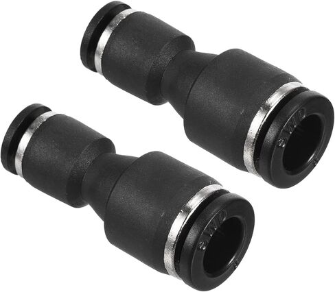 PATIKIL 8mm to 4mm Reducing Push to Connect Air Line Fitting, 10 Pack Straight Union Reducer Pneumatic Quick Connect Fittings, Black in Kuwait