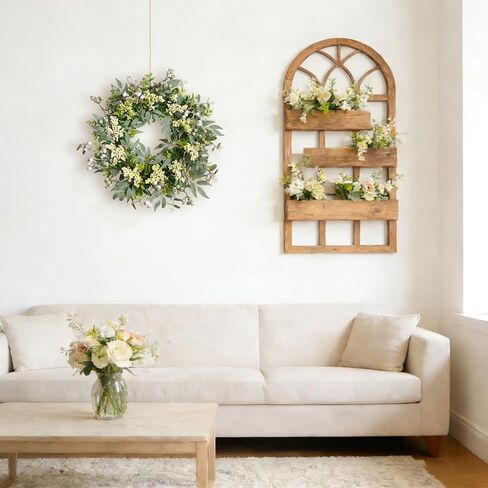 Bibelot Eucalyptus Wreath for Front Door 22 Inch, Artificial Green Leaves Wreath with White Berries, Spring Wreaths All Season for Home Porch Wall Window Festival Wedding Decor in Saudi Arabia