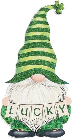 Bibelot St Patrick's Day Welcome Sign, Gnome Shamrock Wooden Door Sign, St. Patrick's Day Hanging Decorations for Indoor Outdoor Home Holiday Party Decorations in Saudi Arabia