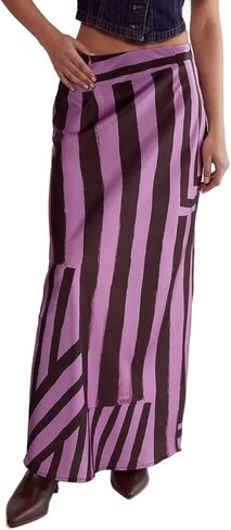 Nasty Gal Women's Abstract Satin Stripe Bias Maxi Skirt in Saudi Arabia
