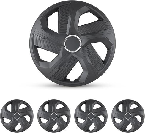 14 Inch Hubcaps Set of 4 Matte Black Wheels Rims Covers PP Material Universal Hubcaps Snap On Steel Wheel Tire Cover Automotive Replacement Accessories for Most Cars Truck SUV(14-Inch, 4-Packs) in Saudi Arabia