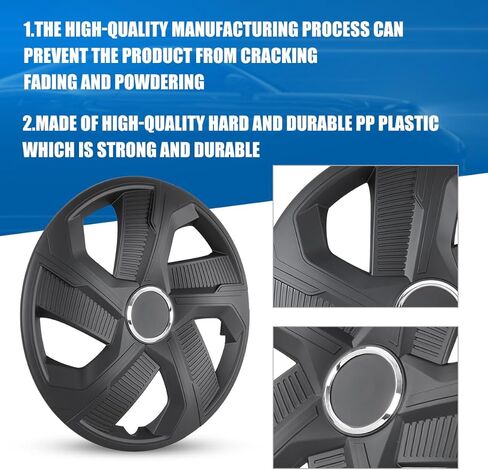 14 Inch Hubcaps Set of 4 Matte Black Wheels Rims Covers PP Material Universal Hubcaps Snap On Steel Wheel Tire Cover Automotive Replacement Accessories for Most Cars Truck SUV(14-Inch, 4-Packs) in Saudi Arabia
