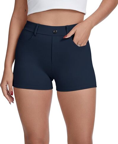 VIMPEP Women’s Classic Skinny Yoga Dress Shorts, High Waisted Stretchy Business Casual Shorts with 4 Pockets 607 in Kuwait