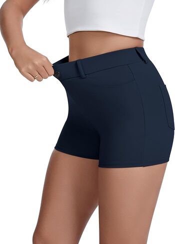 VIMPEP Women’s Classic Skinny Yoga Dress Shorts, High Waisted Stretchy Business Casual Shorts with 4 Pockets 607 in Kuwait