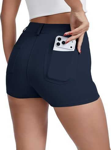 VIMPEP Women’s Classic Skinny Yoga Dress Shorts, High Waisted Stretchy Business Casual Shorts with 4 Pockets 607 in Kuwait