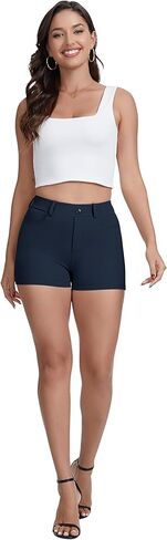 VIMPEP Women’s Classic Skinny Yoga Dress Shorts, High Waisted Stretchy Business Casual Shorts with 4 Pockets 607 in Kuwait