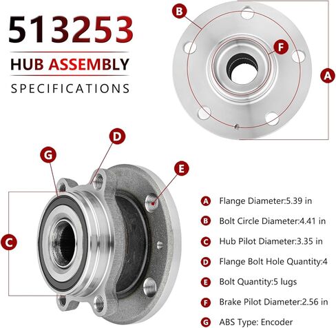 JLEO 513253 (Pair) Front Wheel Bearing for Volkswagen Passat 2006-2019,for Jetta 2005-2018,for Golf 2010-2014,for Volkswagen Gti/CC/Beetle/Eos/Tiguan/Rabbit/R32,for Audi TT/A3/Q3 Quattro Hub Assembly in Saudi Arabia