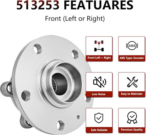 JLEO 513253 (Pair) Front Wheel Bearing for Volkswagen Passat 2006-2019,for Jetta 2005-2018,for Golf 2010-2014,for Volkswagen Gti/CC/Beetle/Eos/Tiguan/Rabbit/R32,for Audi TT/A3/Q3 Quattro Hub Assembly in Saudi Arabia