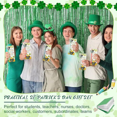 50 Sets St. Patrick's Day Pens Bulk Appreciation Gifts Shamrock Coin Pens Include Greeting Card with Tie and Happy St. Patrick's Day Ballpoint for Friends Office Coworkers(Coin Pot) in Saudi Arabia