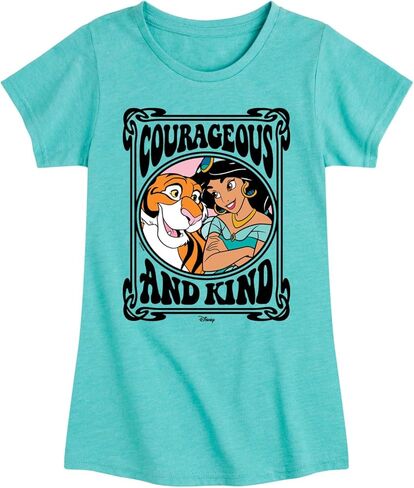 Disney Princess - Jasmine Rajah Courageous and Kind- Girls Fitted Short Sleeve T-Shirt in Saudi Arabia