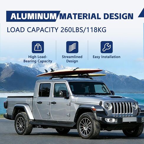 2 PCS Roof Rack Cross Bars Compatible with 2020-2024 Gladiator, 2007-2024 Wrangler, 260LBS Capacity, Heavy Duty Aluminum Cross Bar for Canoe Kayak Bicycle Skis in Saudi Arabia