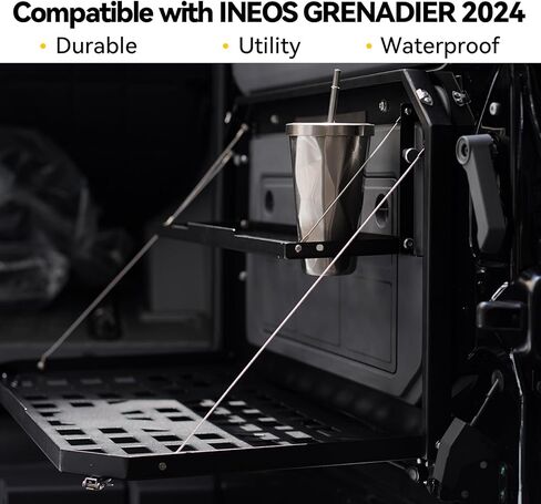 رف رف البضائع القابل للطي لطاولة الباب الخلفي متوافق مع Ineos Grenadier 2020 2021 2022 2023 2024، حامل أمتعة تخزين خلفي من سبائك الألومنيوم بطبقتين ومكتب للتخييم في الهواء الطلق in Saudi Arabia
