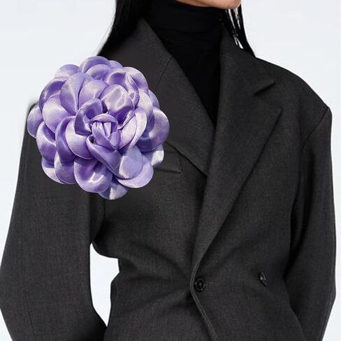 أنيقة كبيرة زهرة الورد دبابيس التلبيب دبابيس اليدوية لذيذ الساتان النسيج دبابيس كبيرة زهرة الكاميليا بروش دبوس للنساء الزفاف جزء فستان الرقص دعوى الملابس والاكسسوارات والمجوهرات (Prople) in Kuwait
