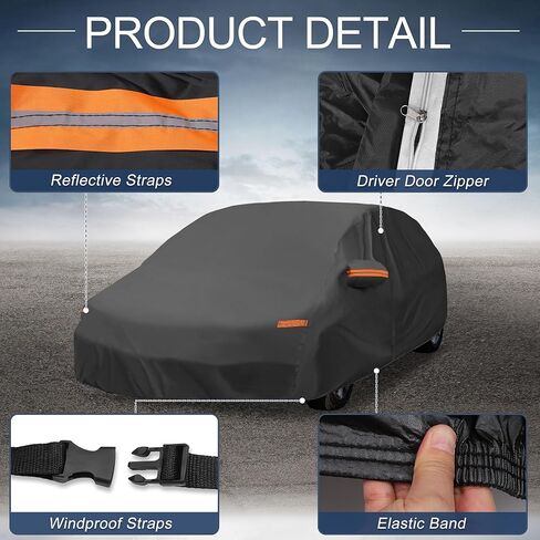 X AUTOHAUX Car Cover Outdoor Waterproof Sun Rain Snow Hail Protection with Left Side Door Zipper 210D-PU for Subaru Legacy Wagon in Saudi Arabia