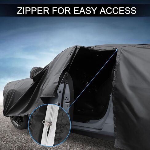 X AUTOHAUX Car Cover Outdoor Waterproof Sun Rain Snow Hail Protection with Left Side Door Zipper 210D-PU for Subaru Legacy Wagon in Saudi Arabia