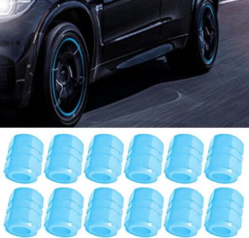12PCS Car Luminous Tire Valve Stem Caps, Fluorescent Leakproof Auto Tire Air Valves Stem Cover, Illuminated Car Tire Air Caps Cover, Universal Car Accessories for Vehicle SUV Trucks Bikes (Red) in Saudi Arabia