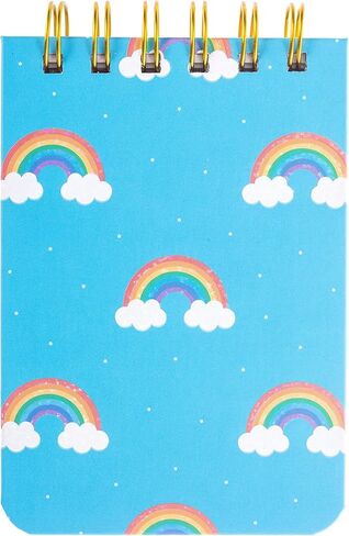 Graphique Rainbows Petite Journal - Pocket Journal with 200 Custom Interior Pages, Stylish Blue Cover with Rainbows and Polka Dots and Spiral Bound Top, 3.5" x 5.5" in Saudi Arabia