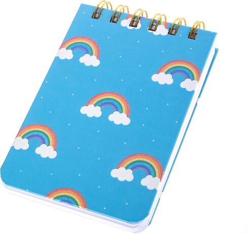 Graphique Rainbows Petite Journal - Pocket Journal with 200 Custom Interior Pages, Stylish Blue Cover with Rainbows and Polka Dots and Spiral Bound Top, 3.5" x 5.5" in Saudi Arabia