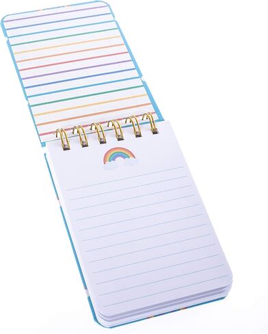 Graphique Rainbows Petite Journal - Pocket Journal with 200 Custom Interior Pages, Stylish Blue Cover with Rainbows and Polka Dots and Spiral Bound Top, 3.5" x 5.5" in Saudi Arabia