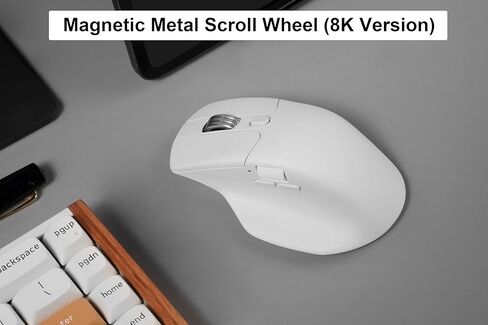 Keychron M6 Wireless All Silent Gaming Optical Mouse, 8000Hz Tri-Mode 2.4 GHz/Bluetooth 5.3/Wired, PixArt 3950 Sensor, 30000 DPI, Magnetic Metal Scroll Wheel for Windows PC/Mac - Black in Saudi Arabia