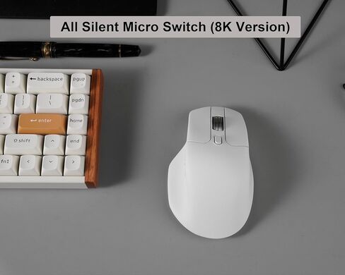 Keychron M6 Wireless All Silent Gaming Optical Mouse, 8000Hz Tri-Mode 2.4 GHz/Bluetooth 5.3/Wired, PixArt 3950 Sensor, 30000 DPI, Magnetic Metal Scroll Wheel for Windows PC/Mac - Black in Saudi Arabia