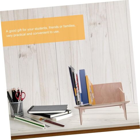 COHEALI 1pc Compact Wooden Bookshelf Simple Desktop Document Rack for Office Organization and Small Spaces Easy Assembly Creative Storage Natural Finish in Saudi Arabia