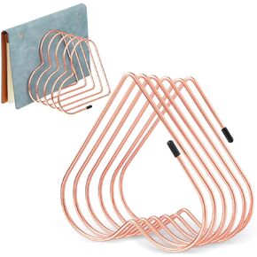 2 Pcs Rose Gold Files Folder Stand, 5 Slot Heart Shaped Desk Book Storage Rack Desktop File Holder Metal Magazine Holder Bookshelf Album Vinyl Record Organizer for Office Home