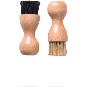 Valentino Garemi Shoe Cream Applicator Brush Set – 2 Dauber Leather Footwear Polish Shine Paste – Genuine Horsehair for Men Woman Boots Loafer Sneaker Derby Oxford Brogues - Made in Germany