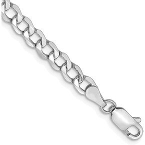 Avariah 14K White Gold 4.3mm Semi-Solid Curb with Lobster Lock Chain -7.0" 8.0"